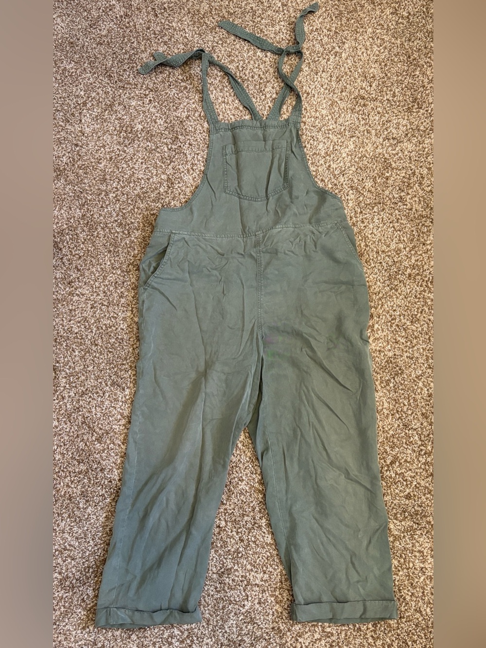 aerie || Green Lyocell Tie Strap Lightweight Overalls Size L